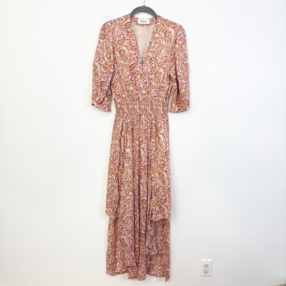 Berenice Paris Paisley Smocked Waist Maxi Dress Size 38